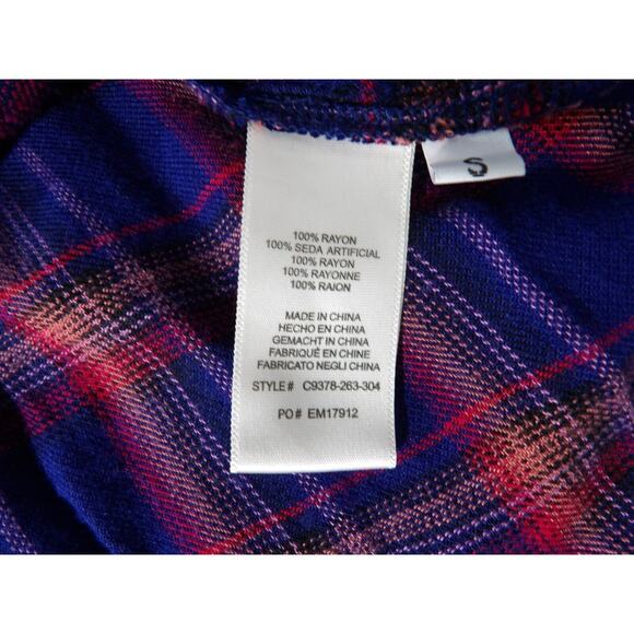 Cloth & Stone Small Plaid Button Up Shirt Anthro Blue Red Western Country - Picture 8 of 9